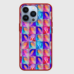 Чехол для iPhone 13 Pro Клетчатый узор с девушками, цвет: 3D-красный