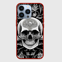 Чехол для iPhone 13 Pro Винтажный череп, цвет: 3D-красный