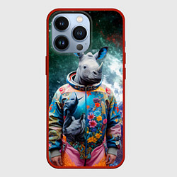 Чехол для iPhone 13 Pro Rhino in spacesuit - neural network, цвет: 3D-красный