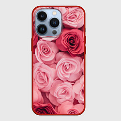 Чехол для iPhone 13 Pro Чайная пыльная роза - нежно розовый цветок, цвет: 3D-красный