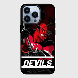 Чехол для iPhone 13 Pro New Jersey Devils маскот, цвет: 3D-черный