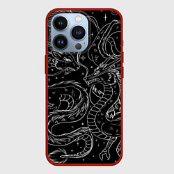Чехол для iPhone 13 Pro Дракон - унесенные призраками: тату на черном, цвет: 3D-красный