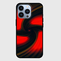 Чехол для iPhone 13 Pro Закрученный вихрь - узор красный, цвет: 3D-черный