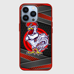 Чехол для iPhone 13 Pro Боевой петух, цвет: 3D-красный