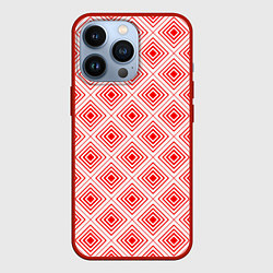 Чехол для iPhone 13 Pro Красный ромбический паттерн, цвет: 3D-красный