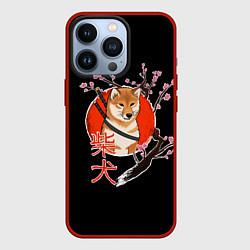 Чехол для iPhone 13 Pro Сиба ину самурай, цвет: 3D-красный