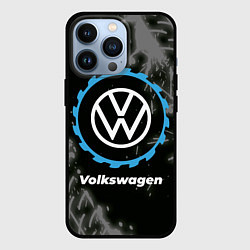 Чехол для iPhone 13 Pro Volkswagen в стиле Top Gear со следами шин на фоне, цвет: 3D-черный