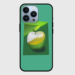 Чехол для iPhone 13 Pro Зеленое яблоко на мятном фоне, цвет: 3D-черный