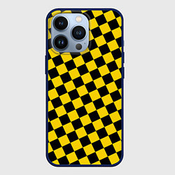 Чехол для iPhone 13 Pro Черно-желтая мелкая клетка, цвет: 3D-тёмно-синий