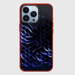 Чехол для iPhone 13 Pro Синие объемные плиты, цвет: 3D-красный