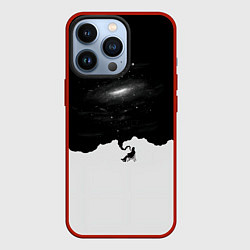 Чехол для iPhone 13 Pro Черно-белая галактика, цвет: 3D-красный