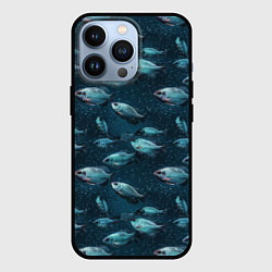 Чехол для iPhone 13 Pro Текстура из рыбок, цвет: 3D-черный