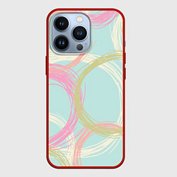 Чехол для iPhone 13 Pro Текстура из светлых колец, цвет: 3D-красный