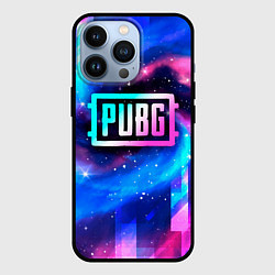 Чехол для iPhone 13 Pro PUBG неоновый космос, цвет: 3D-черный