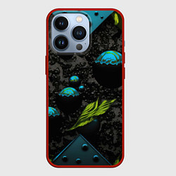 Чехол для iPhone 13 Pro Зеленые абстрактные листья, цвет: 3D-красный