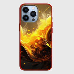 Чехол для iPhone 13 Pro Золотые волны, цвет: 3D-красный