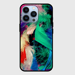 Чехол для iPhone 13 Pro Неоновые перья павлина, цвет: 3D-черный