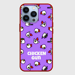 Чехол для iPhone 13 Pro Chicken Gun - паттерн, цвет: 3D-красный