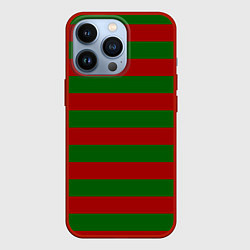 Чехол для iPhone 13 Pro Красно-зеленые полоски, цвет: 3D-красный