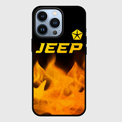 Чехол для iPhone 13 Pro Jeep - gold gradient: символ сверху, цвет: 3D-черный