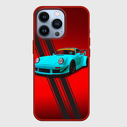 Чехол для iPhone 13 Pro Немецкий спортивный автомобиль Porsche 911, цвет: 3D-красный