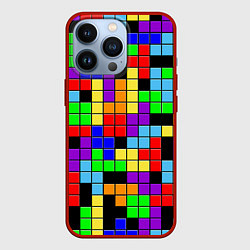 Чехол для iPhone 13 Pro Тетрис цветные блоки, цвет: 3D-красный