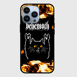 Чехол для iPhone 13 Pro Behemoth рок кот и огонь, цвет: 3D-черный