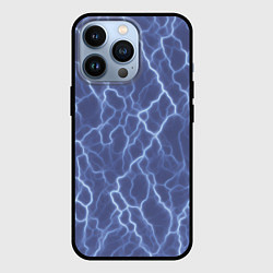 Чехол для iPhone 13 Pro Электрический разряд на голубом фоне, цвет: 3D-черный