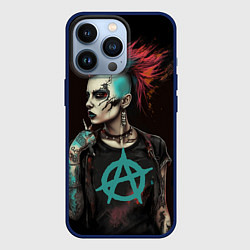 Чехол для iPhone 13 Pro Анархия девушка панк, цвет: 3D-тёмно-синий