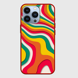 Чехол для iPhone 13 Pro Множество красочных линий, цвет: 3D-красный