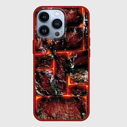 Чехол для iPhone 13 Pro Камни в пылающей лаве, цвет: 3D-красный