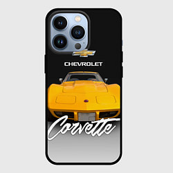 Чехол для iPhone 13 Pro Американская машина Chevrolet Corvette 70-х годов, цвет: 3D-черный
