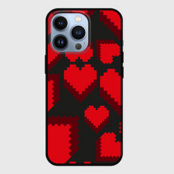 Чехол для iPhone 13 Pro Pixel hearts, цвет: 3D-черный