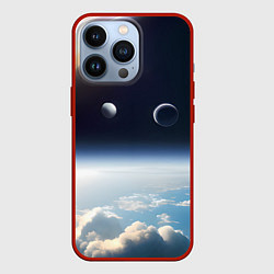 Чехол для iPhone 13 Pro Космос и планета Сатурн, цвет: 3D-красный