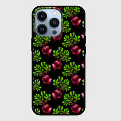 Чехол для iPhone 13 Pro Свекла на черном - паттерн, цвет: 3D-черный
