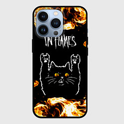 Чехол для iPhone 13 Pro In Flames рок кот и огонь, цвет: 3D-черный