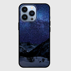 Чехол для iPhone 13 Pro Снежные горы и космос, цвет: 3D-черный