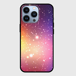 Чехол для iPhone 13 Pro Желто фиолетовое свечение и звезды, цвет: 3D-черный