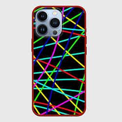 Чехол для iPhone 13 Pro Яркие полосы абстракция, цвет: 3D-красный