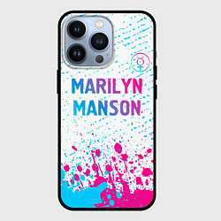 Чехол для iPhone 13 Pro Marilyn Manson neon gradient style: символ сверху, цвет: 3D-черный