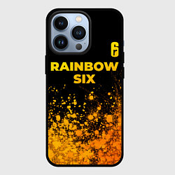 Чехол iPhone 13 Pro Rainbow Six - gold gradient: символ сверху