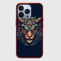 Чехол для iPhone 13 Pro Механический тигр, цвет: 3D-красный