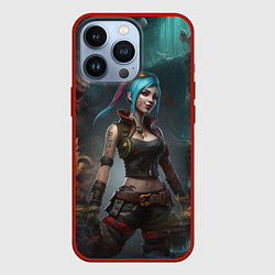 Чехол для iPhone 13 Pro Jinx fantasy art Arcane League of Legends, цвет: 3D-красный