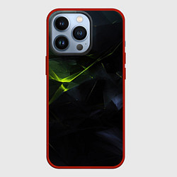 Чехол для iPhone 13 Pro Black green elements, цвет: 3D-красный