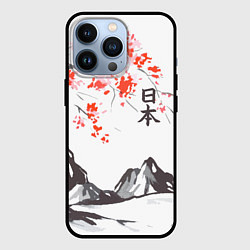 Чехол для iPhone 13 Pro Цветущая сакура и солнце - Япония, цвет: 3D-черный