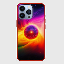 Чехол для iPhone 13 Pro Неоновое солнце, цвет: 3D-красный