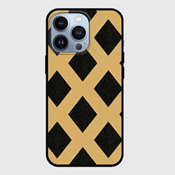 Чехол для iPhone 13 Pro Черно-желтый узор геометрические ромбы, цвет: 3D-черный