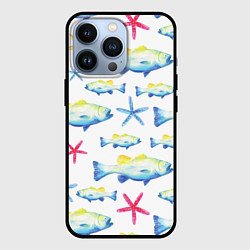 Чехол для iPhone 13 Pro Fish family, цвет: 3D-черный