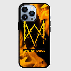 Чехол для iPhone 13 Pro Watch Dogs - gold gradient, цвет: 3D-черный