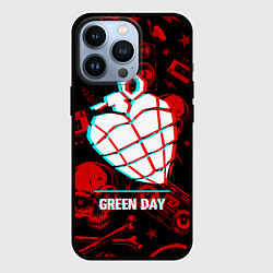 Чехол для iPhone 13 Pro Green Day rock glitch, цвет: 3D-черный